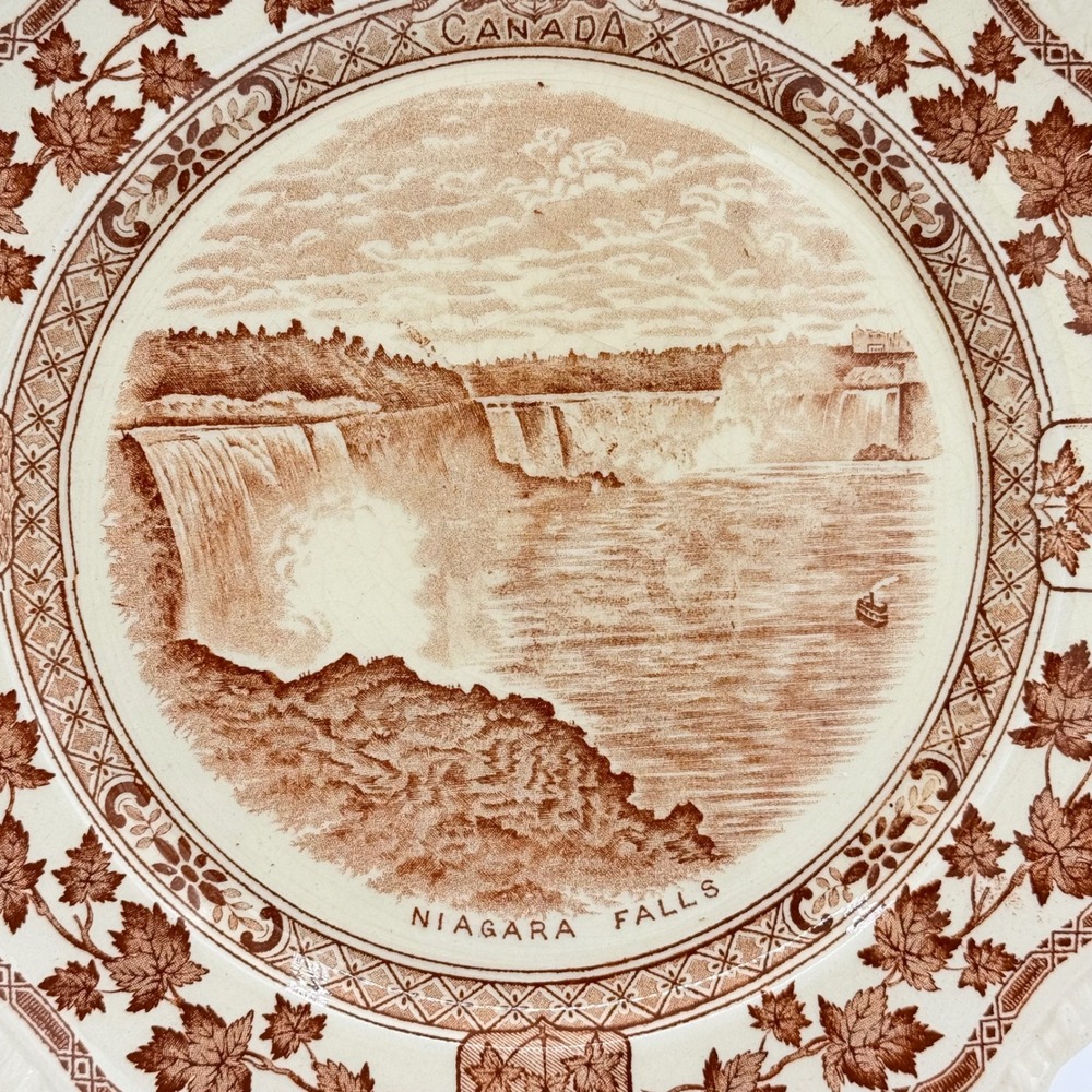 Masons Ironstone Niagara Falls Canada Plate 1920s 1930s Brown Transferware - Picture 3 of 8